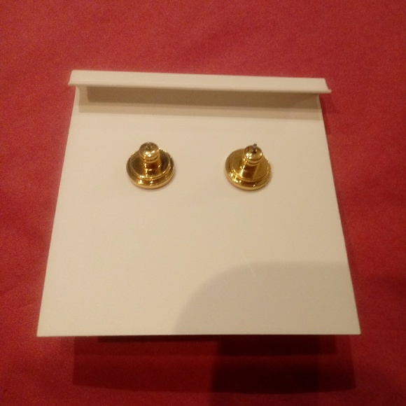 Tory Burch NWOT Gold Crystal Pearl Drop Earrings - Picture 3 of 5